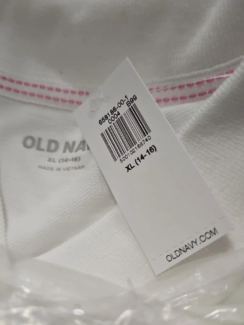 Old Navy White Kids Polo Shirt - Short Sleeve Button Placket